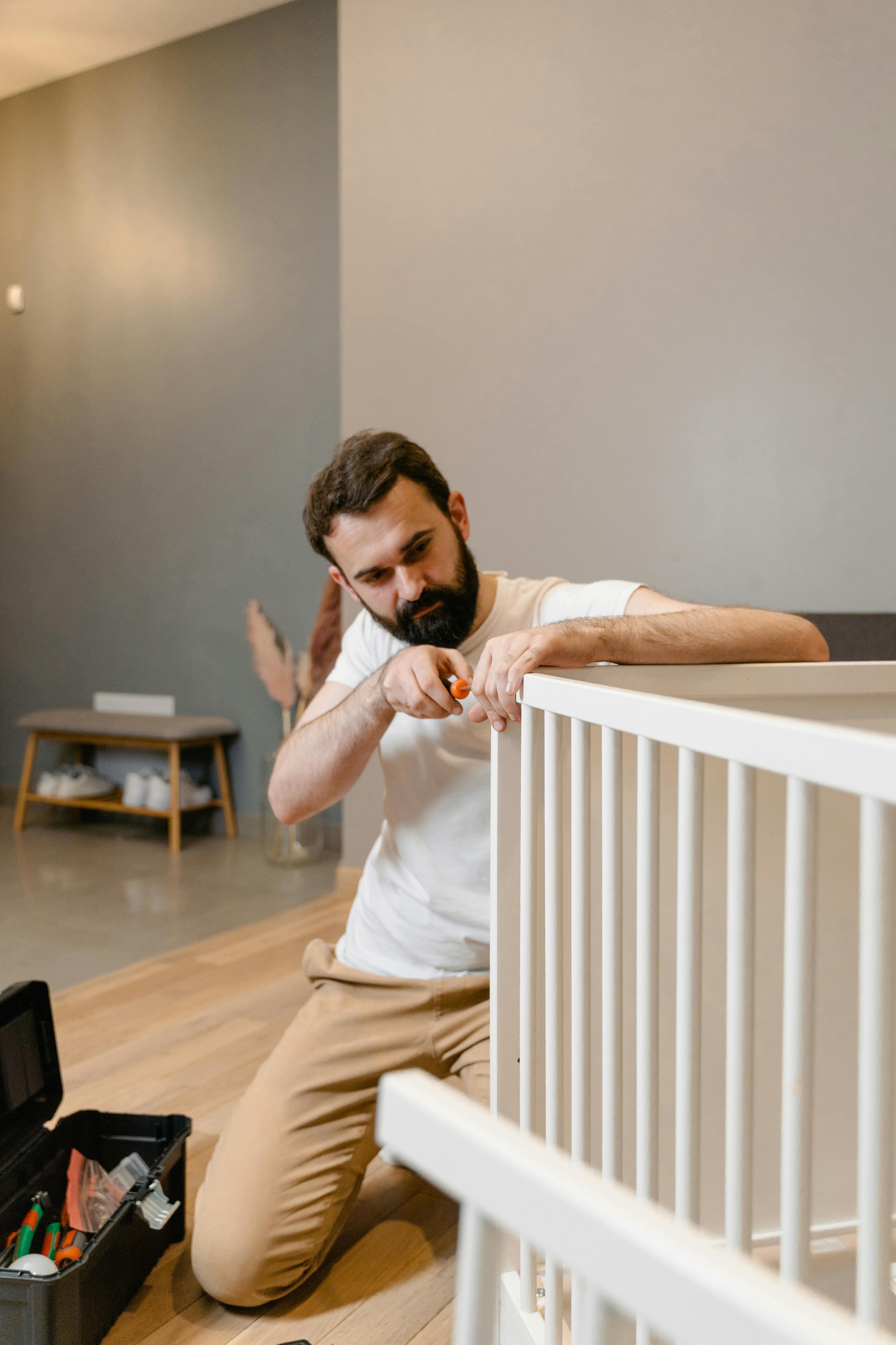 Home service professional working inside a home